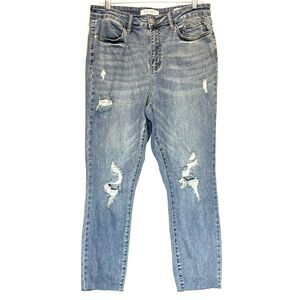 JUDY BLUE Jeans Womens Size 31x26 Relaxed Fit Raw Hem Stretch Blue